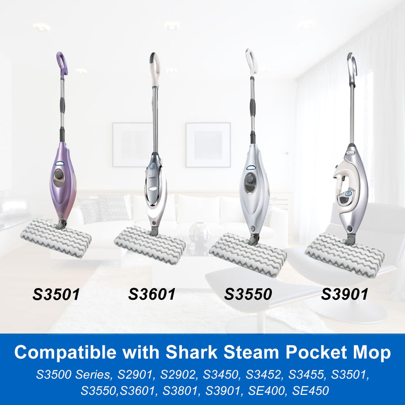 6 Pack S3501 S3601 Steam Mop Replacement Pads for Shark S3501 S3601 S3550 S3801 S3901 S3601D S3801CO S3901D S3455K S2902 SE450 Steam and Scrub Pocket Mop Steamer Pads Washable 6 Pack