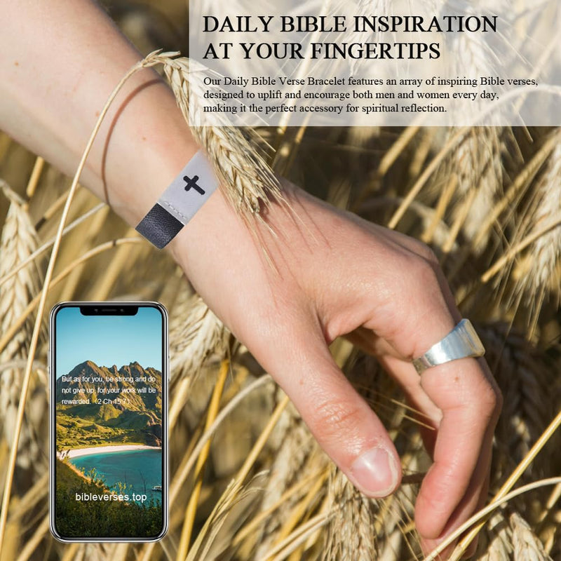 10Pack Wristbands Bible Verse Bracelets Scan, Christian Gifts for Women, Daily WWJD Jesus Scripture Bracelets, Christmas Wristband Bracelet for Men Mom (10Pack) 10Pack