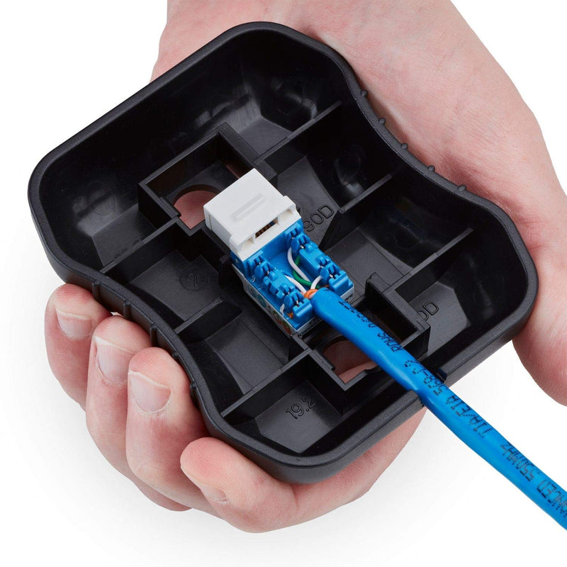 trueCABLE Keystone Jack Punch Down Stand, 90 Degree Handheld Termination Aid, truePUCK
