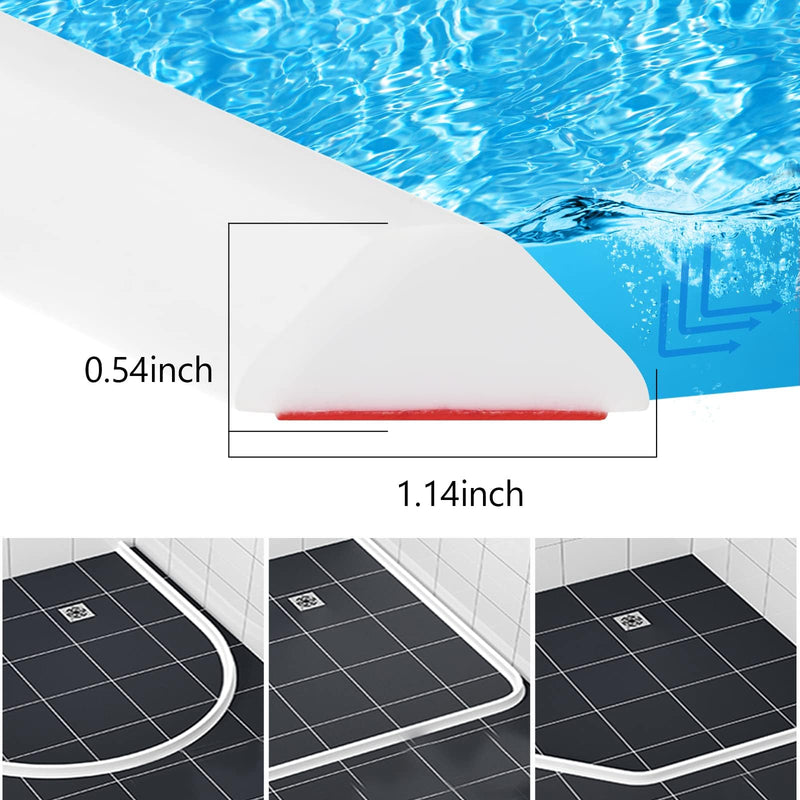 Duzzy 67 Inch Collapsible Shower Water Dam, Shower Threshold Water Stopper Barrier and Retention System and Keeps Water Inside Threshold Dry and Wet Separation, Suitable for Bathroom & Kitchen White - NewNest Australia