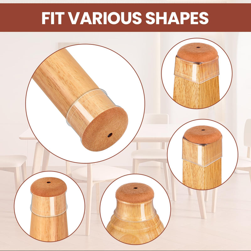 32Pcs Chair Leg Floor Protectors for Hardwood Floors - Silicone Felt Furniture Pads - Chair Leg Caps - Clear Rubber Chair Sliders - M(Fit:0.8"-1.1") M(Fit:0.8"-1.1") 32