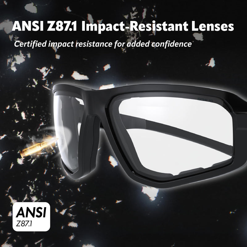 ENZO Z87+ Powersports Motorcycle Riding Goggles HD High Contrast UV400 Sports Wrap Sunglasses Safety Glasses Noir