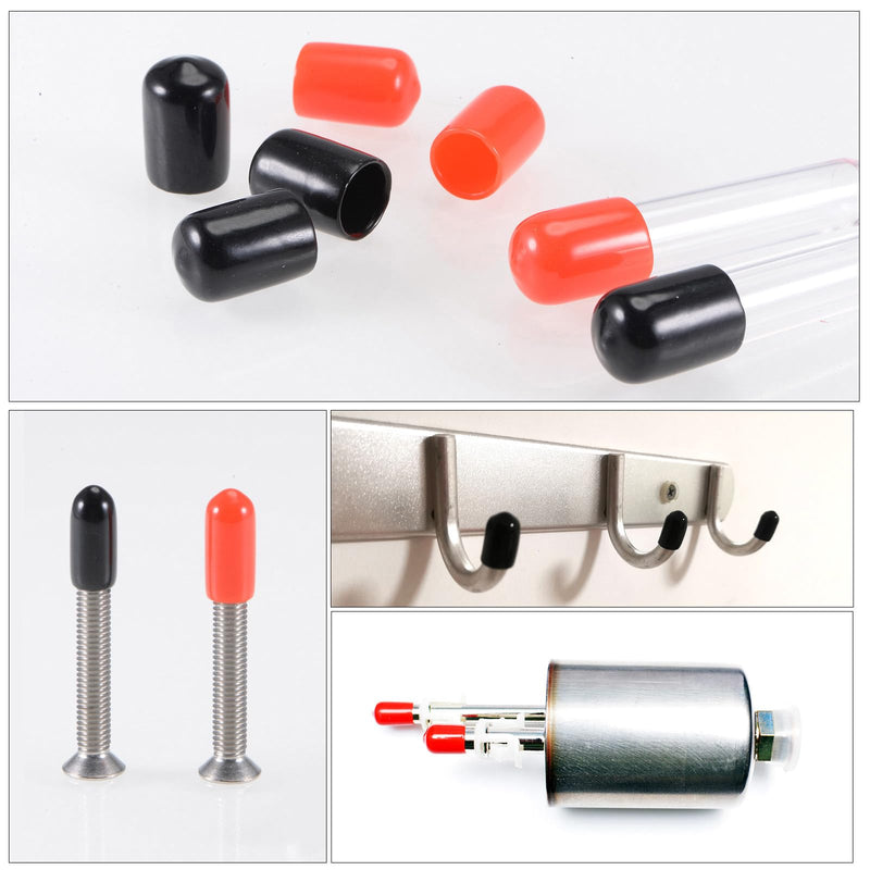 uxcell 80pcs Rubber End Caps 1.3mm(1/16") ID Vinyl Round Tube Bolt Caps Cover Screw Thread Protectors Black