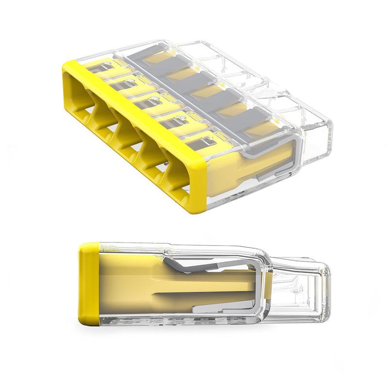 2773-405 | WAGO Wall-Nuts® PUSHWIRE® Splicing Connector | for Solid and Stranded Conductors | 5-Conductor | Yellow Cover | [Box of 60 Pieces] Box