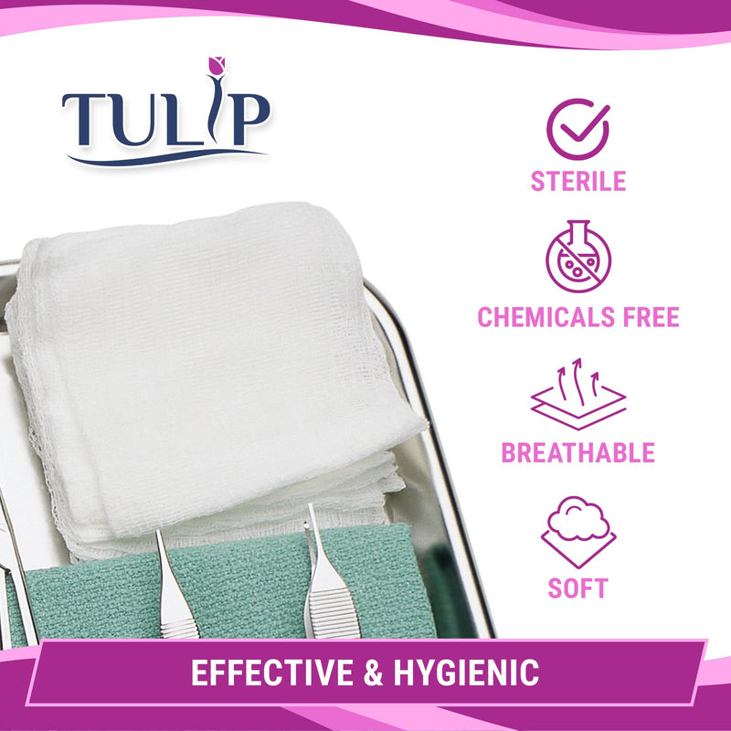 200 Gauze Pads 4x4 4-Ply Non Woven Gauze Sponges - Non Sterile Dental Gauze & Esthetic Wipes - Soft All Purpose Medical Gauze Squares for First Aid Kit, Surgical, Wound Dressing by Tulip 4"x4" (200 Count)
