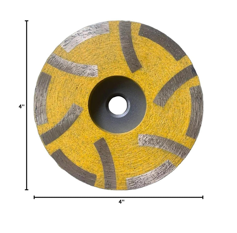 JDK 4 Inch Diamond Resin Filled Cup Wheel Grinding Wheel Insert 12pcs Segments with Thread 5/8“-11 for Granite Stone and Tiles (Medium) Medium