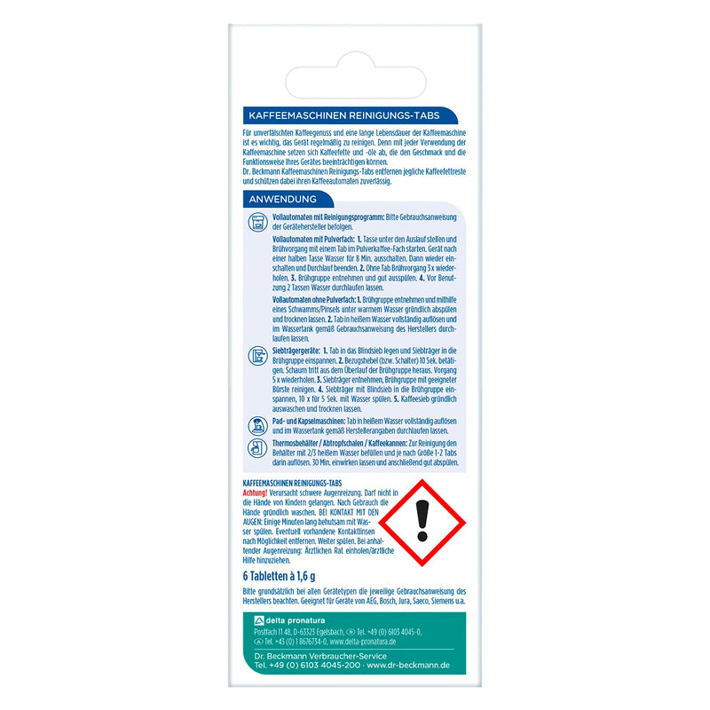 Dr. Beckmann Coffee Machine Cleaning Tabs 1 Count (Pack of 6)