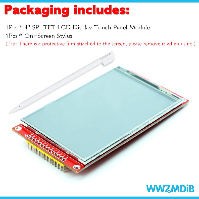 WWZMDiB TFT LCD Touch Display Module SPI Interface for Arduino (4", 480x320, ILI9488) 4" SPI TFT LCD Display Touch Panel