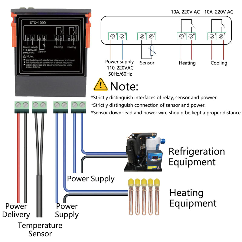 4Pcs STC-1000 Digital Temperature Controller, AC 110V-220V 10A Thermostat with NTC Waterproof Sensor, Centigrade Display Heating and Cooling Modes, Aquarium, Refrigerator, Homebrew,3D Printer Aquarium 4