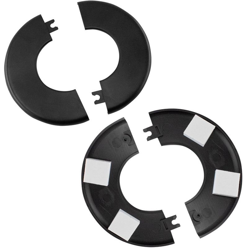Wall Split Flange 51mm/2"Diameter, ABS Round Self-Adhesive Escutcheon Plate, Wall Hole Decoration Cover, Water Pipe Plate Cover, Black, 4PCS 4