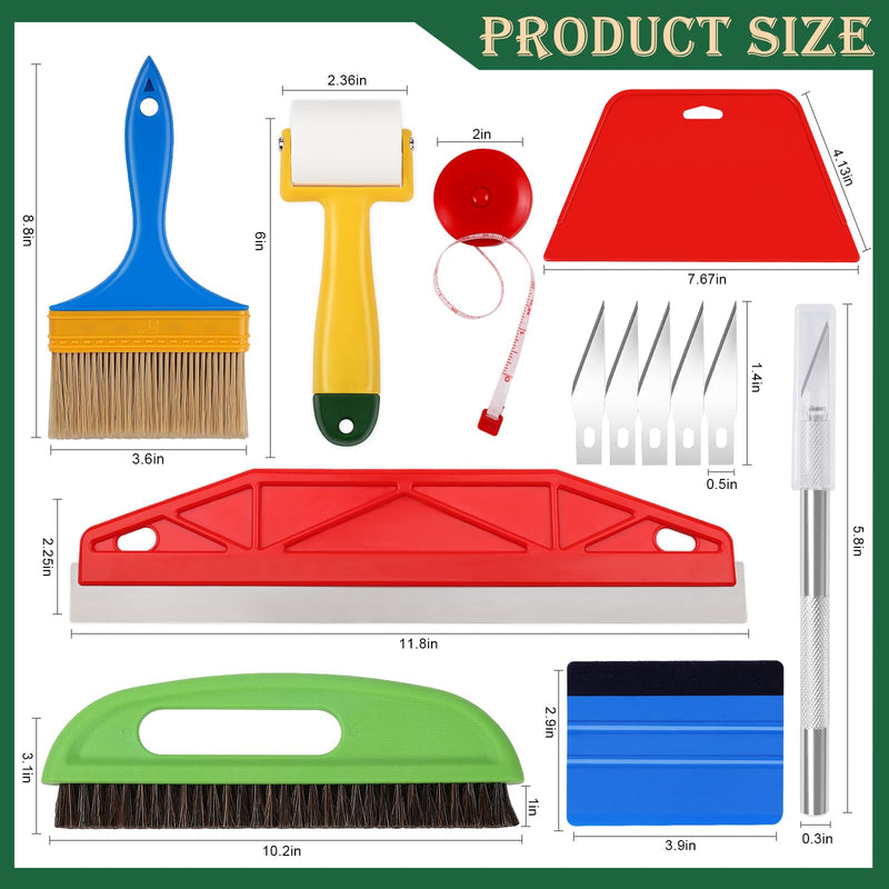 WRAPXPERT Wallpaper Smoothing Tools,Wallpaper Tool Kit with Squeegee Smoother,Seam Roller,Wallpaper Brush for Wallpaper Hanging,Contact Paper,Vinyl Application,Wallpaper Paste Multicolor