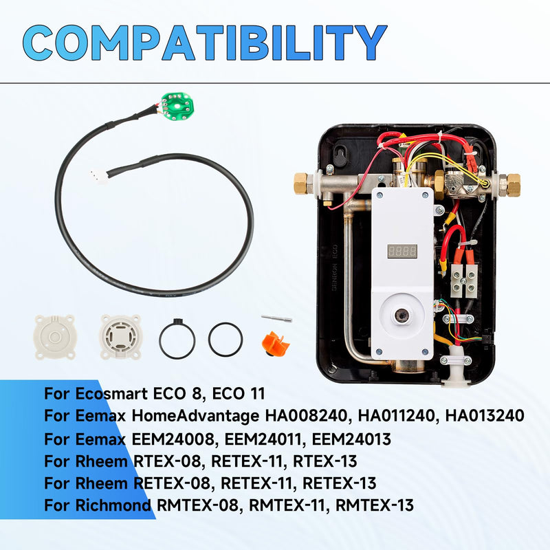 FSA NFSML Flow Sensor Assembly for EcoSmart Eco 8 & 11 Electric Tankless Water Heaters, Water Flow Meter Replacement for Eco Smart Water Heating Accessories Part