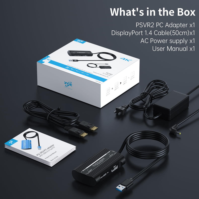 PSVR2 PC Adapter, PSVR 2 PC Accessories Kit Compatible with PlayStation VR2, AR Glasses, Portable Monitor, Includes DP 1.4 Cable and Power Adapter (Black) (red) Black1
