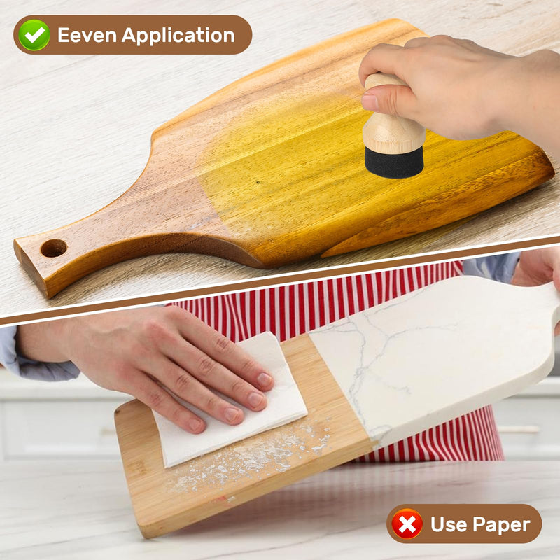 Cutting Board Oil & Wax Applicator with Lid, Food Grade Mineral Oil & Wax Applicator for Wooden Cutting Board - Natural Bamboo Applicator for Butcher Blocks, Spatula，Spoon and Utensils