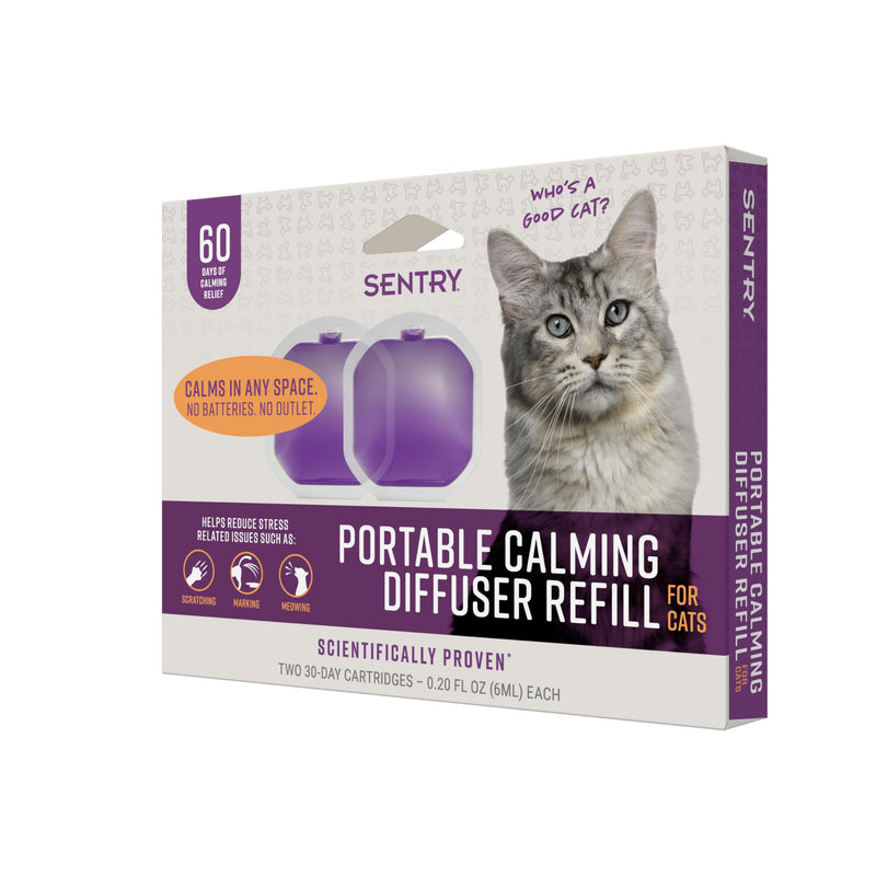 Sentry Behavior Portable Calming Diffuser Refill for Cats, Reduces Response to Normal Stress and Bad Behavior with Calming Phereomones, Easy-to-use Portable Design, 60 Day Release Cat Diffuser Refill