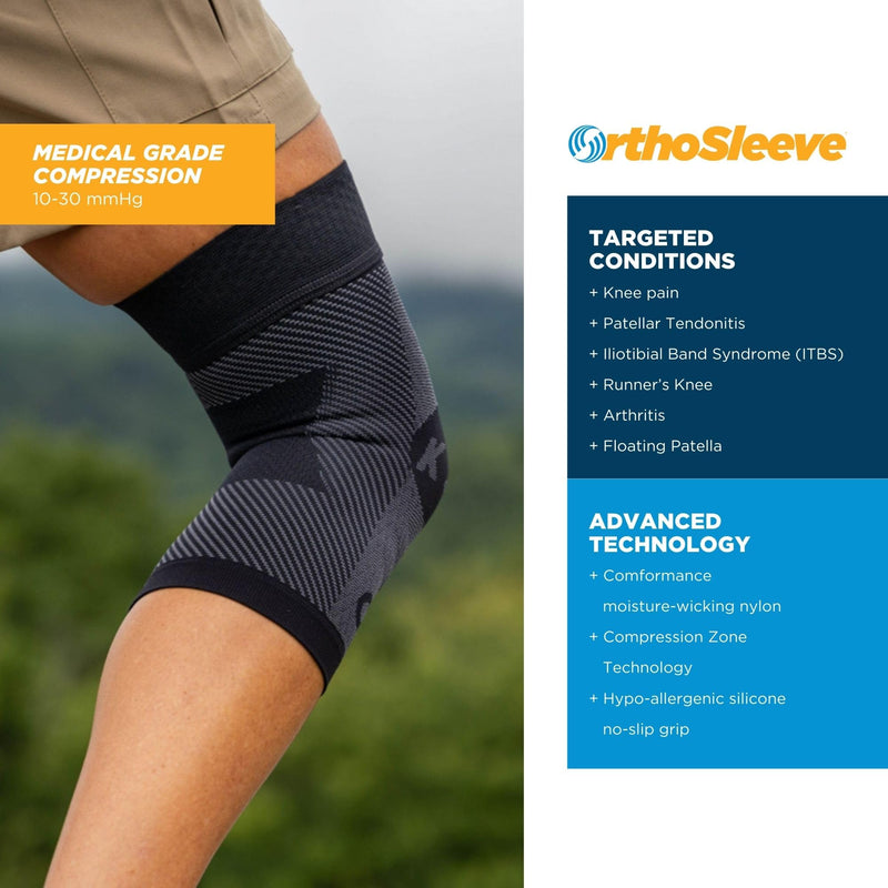 OrthoSleeve Compression Knee Brace/Sleeve for ACL, MCL, Injury Recovery, Meniscus Tear, knee pain, aching knees, patellar tendonitis & arthritis Tan Medium