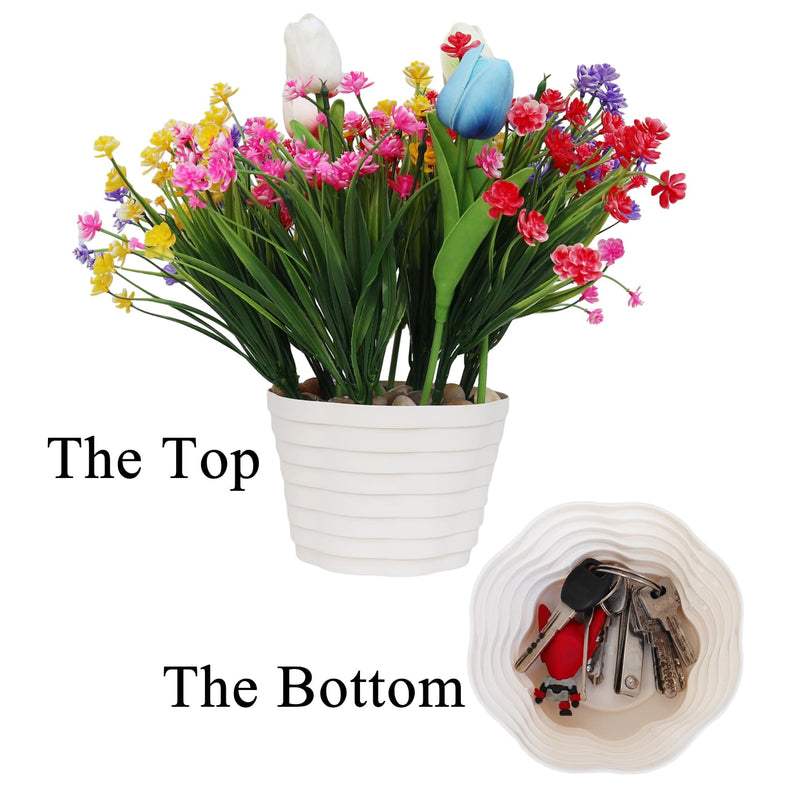 Memeyou Hide A Key Outdoor Flower Pot Diversion Safe Secret Hidden Safe Box Compartment Large Cute Waterproof Key Hider Storage Hiding The Valuables Inside Plants Not Include(2 pcs) 2