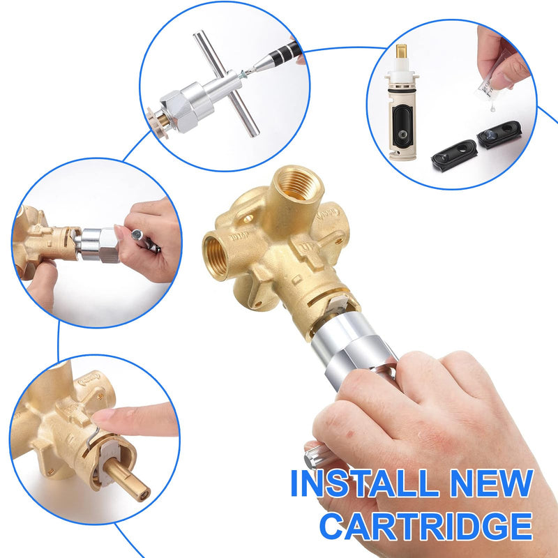 Qunclay 6 Pack Compatible with Moen 1222 Replacement Cartridge Kit One-handle Positemp Faucets Tub Bathtub Shower Cartridge Replacement Tool Brass and Plastic Shower Part Cartridge - NewNest Australia
