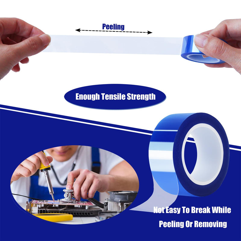 2 Rolls 20mm x16m(52FT) Blue Heat Tape High Temperature Heat Resistant Tape Heat Transfer Tape for Heat Sublimation Press Vinyl,No Residue