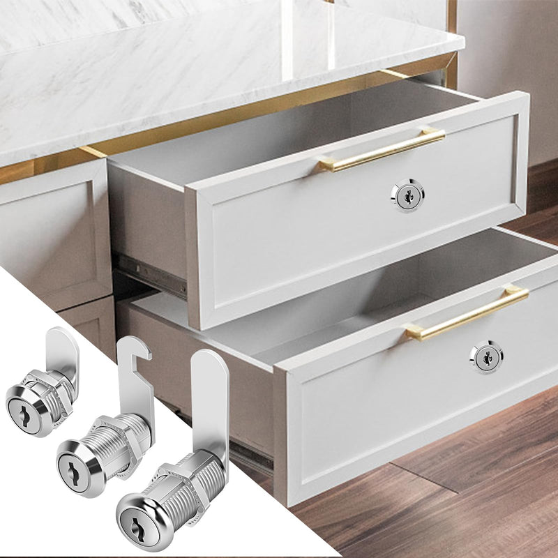 Cabinet Locks with Keys, 1-1/2" Long Cam Locks Keyed Alike, Cabinet Cam Lock Set for Cabinets RV Storage Locks Tool Box Lock Thick Drawer, Zinc Alloy (6 Pack, 1-1/2 Inch) 6 Pack
