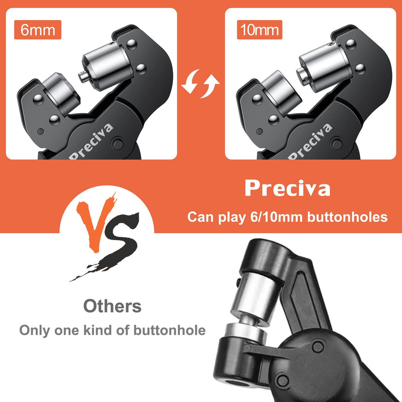 Grommet Tool Kit of 3/8" and 1/4", Preciva 𝐈𝐧𝐭𝐞𝐫𝐜𝐡𝐚𝐧𝐠𝐞𝐚𝐛𝐥𝐞 𝐃𝐨𝐮𝐛𝐥𝐞 𝐇𝐞𝐚𝐝 Handheld Grommet kit with 400pcs Silver Grommets for Advertising Poster, Banner, Ponchos, Cardboard 10 and 6 mm