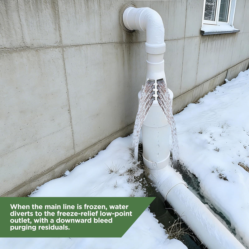 Freeze Relief for 3-inch & 4-inch Drain Lines,Sump Pump Discharge Freeze Guard, Freeze-Relief Drainage Vent Prevents Burst Pipes, Fits 4" SCH 40, 4" SDR 35, 4" DWV, 3" DWV, 3" SCH 40