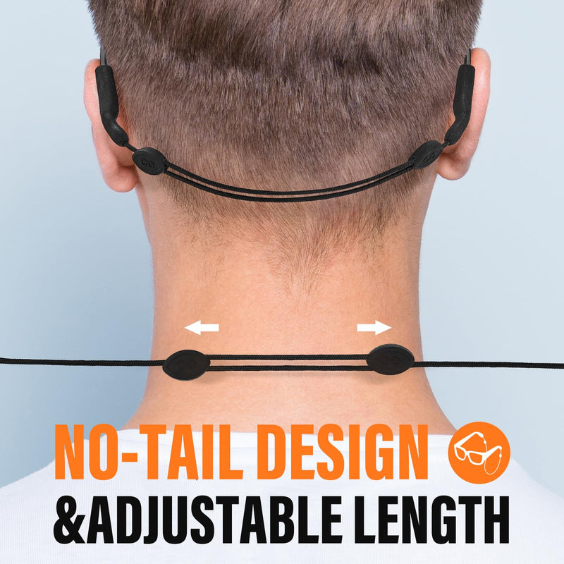No Tail Eye Glasses Holder Strap - Adjustable Sunglasses Straps Cords for Men Women - Eyeglass Holders Around Neck - Eyewear String Lanyard Retainer -2PCS（14in Black Adult 2Pcs