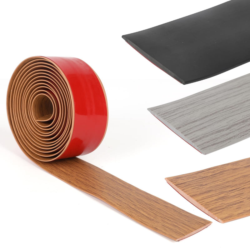 2'' x 10Ft Self Adhesive Floor Transition Strip, Laminate Vinyl Flooring Transition Strip for Joining Floor Gaps, Carpet Threshold, Doorway Transitions, Threshold Cover, Floor Tiles- Brown Wood Grain 2 Inch x 10 Feet