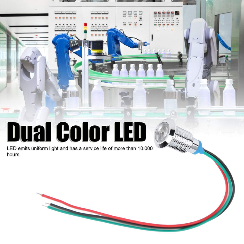 Hilitand 4 Sets Common Anode Round LEDs, 10mm Pre‑Wired Color LED Waterproof Indicator Light 12‑24V(Red and Green) Red and Green