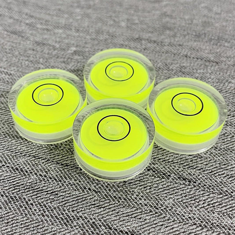 4Pcs Small Circular Bubble Levels with Double Sided Adhesive Bottom Mini Little Stick-on Bubble Spirit Level Measuring Layout Tools Levels (25x10mm) 25x10mm