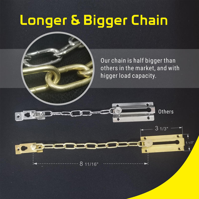 Security Door Chain Guard Solid Brass, Heavy-Duty Home Security, Sturdy and Rust-Resistant Brass Door Lock Security Chain (Brass) - NewNest Australia
