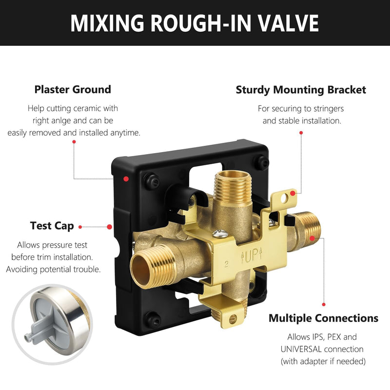 RJDIBAN Shower Valve for Delta R10000-UNWS, 4 Port 1/2 Inch Connection 1-Pack, R10000 Valve Kit Compatible with Delta MultiChoice 13 14 17 17T Shower and Tub Trim Faucet, Brass Construction With Stops Tub & Shower With Stop