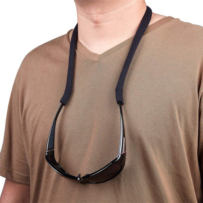 Black Glasses Strap, Sports Sunglasses & Eyeglasses Holder Straps for Men Women, String Holder, Neck Lanyard Cord, Adjustable Rope Eyewear Keeper Strap, Pack of 6 Classic Black