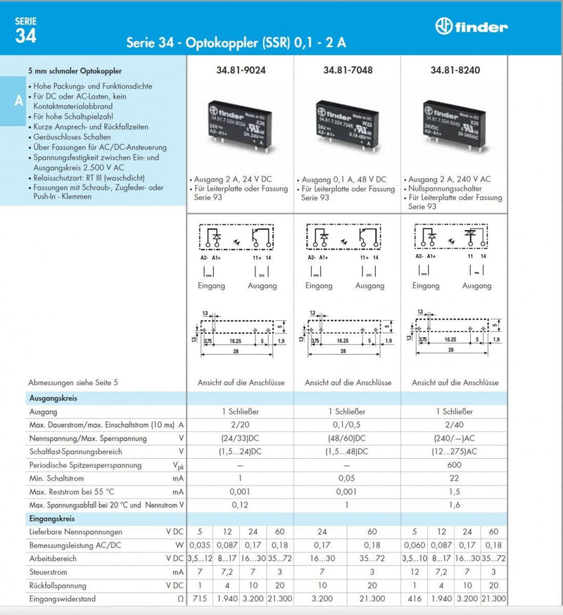 Finder 34.51.7.012.0010 SPDT 6A, 12V DC Coil, AgNi Contact, Slim Electromechanical PCB Relay
