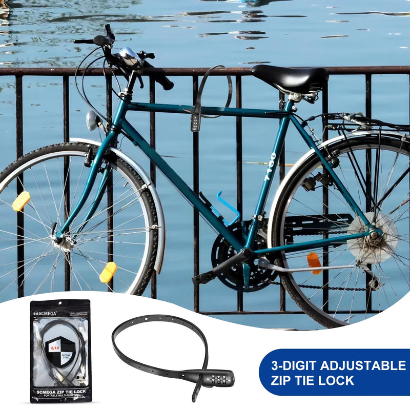 2PACK Zip Tie Lock 3-Digit Combo Cable Lock – Adjustable & Lightweight for Bikes, Helmets, Cabinets, Fridges, Luggage, Strollers, Café Stops – Child-Proof Portable & Small(2 Pack) 2PACK
