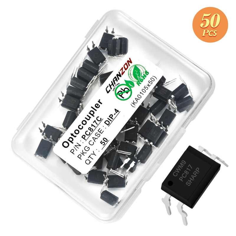 Chanzon 50pcs PC817 Optocoupler PC817C DIP Installation DIP-4 50%-600% Transfer Ratio 4pin Optocouple Compatible with EL817C/LTV817C/FL817C/el817 Optical Isolator