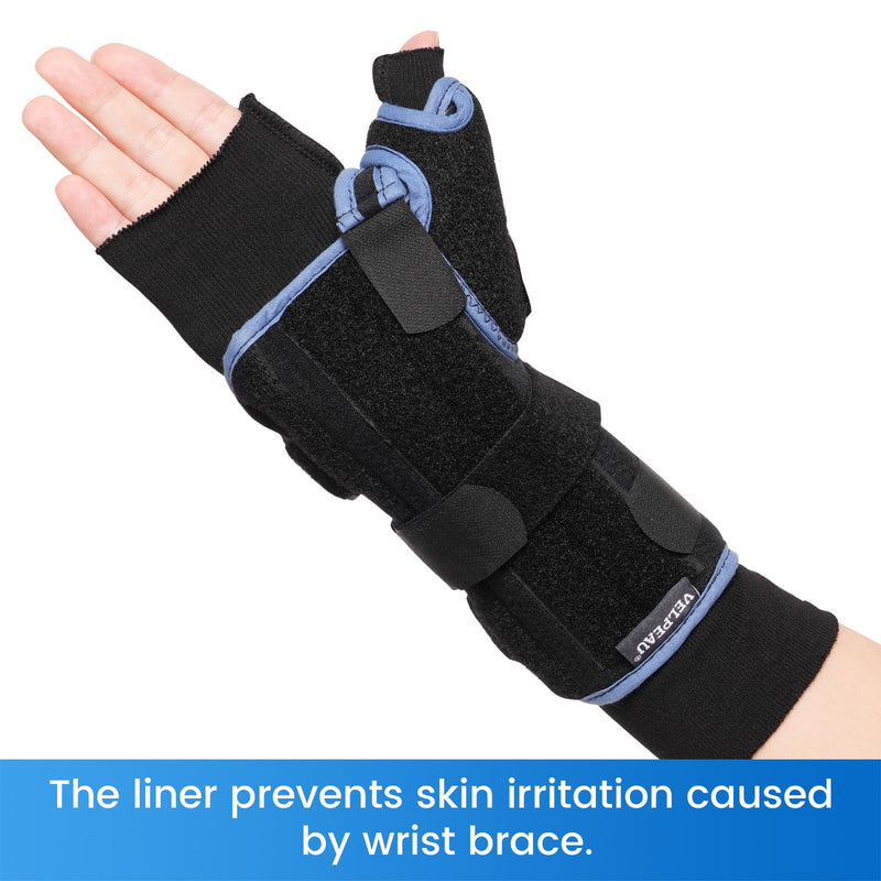 Velpeau Hand Socks for Splint, 100% Cotton (Pack of 10), Elastic Stockinette Tubing for Arm, Wrist Brace with Thumb Spica Liner, Gauze Sleeve, Under Cast Wrap, Arm Cover for Men and Women (Black, Firm Version, M) Medium Black