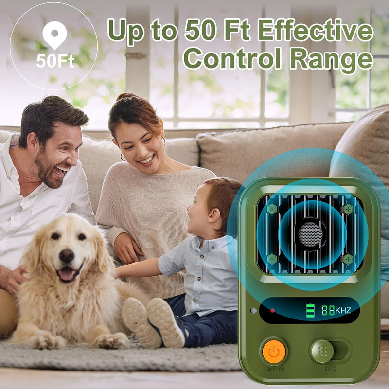 Ultrasonic Dog Bark Deterrent Devices with 3 Adjustable Modes, Anti Barking Device for Dogs, Safe & Humane Dog Whistle to Stop Barking Indoor Outdoor, Range 50ft Bark Box for All Breeds of Dogs