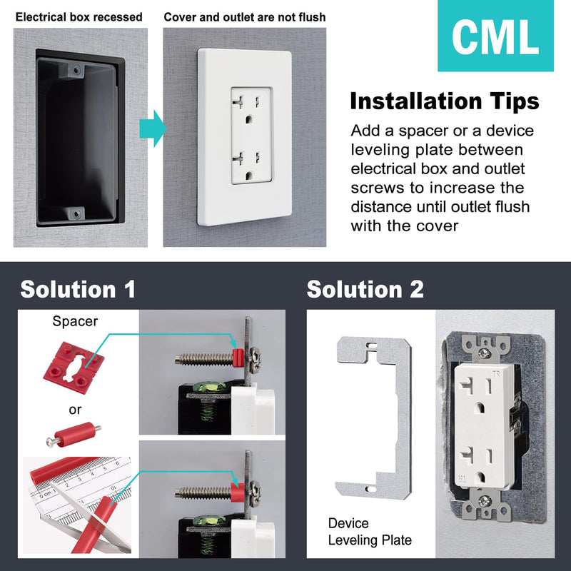 CML Decorator Screwless Wall Plate, 1-Gang Receptacle Outlet Cover, 8 Pack Hidden Screw Smooth Face Switch Plates, Standard Size 2.91"x4.68", Impact Resistant, White Gloss White