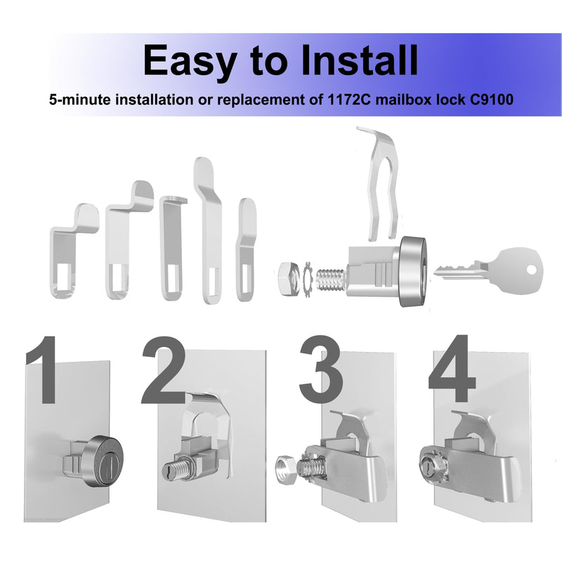 3 Pack Mailbox Locks with Keys Replacement, Mailbox Lock Replacement for L-1172C Mail Box Lock and Key, Nickel Finish 3 Pack Keys Different Silver
