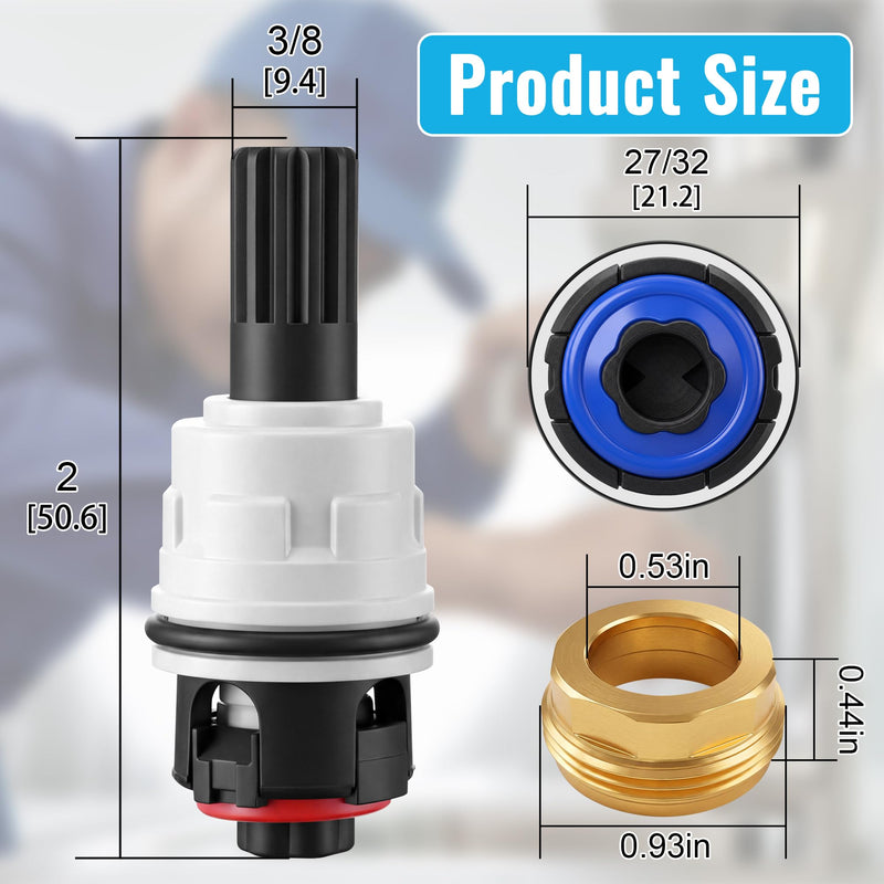 Dreyoo 2 Set Hot Cold Faucet Cartridge Replacement Kit Compatible with Pfister 9100310/Pfister 9100320/Pfister 962-0420 Retainer Nuts, Come with Waterproof Silicone Grease