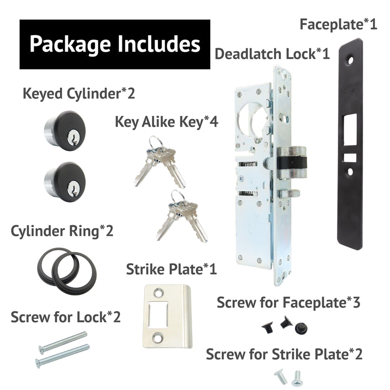 elox Storefront Narrow Stile Aluminum Door Mortise Deadlatch Lock Double Keyed Zinc Cylinder & 4 Keys, Handing Reversible, 1-1/8" Backset, in Bronze Duronodic Finish