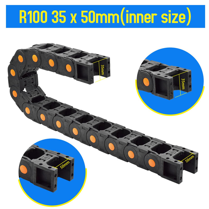 39.3 inch Plastic Drag Chain Cable Carrier, 1m Open Type Wire Drag Chain Cable Carrier R75 35 * 50mm Cable Drag Chain for CNC Router Electronic Industrial Machine 35×50×1000mm Opened