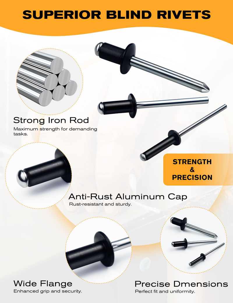 Aluminum Blind Rivets 5/32 x 1/4" - Pack of 100 – Dome Head Pop Rivets, Corrosion-Resistant Fasteners for Metal, Wood, Plastic 5/32 x 1/4"