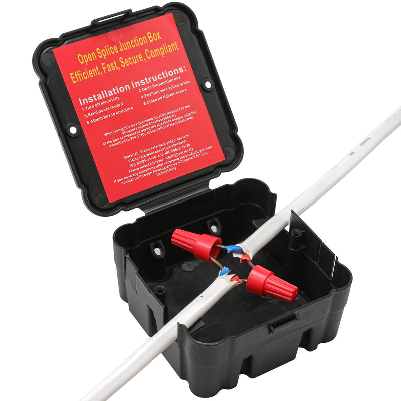 Open Splice Junction Box (Single), One-Piece Junction Box Splice Box. Repair Open Splices, 5 Second Installation Splice Box, Electrical Junction Box, Wire Junction Box
