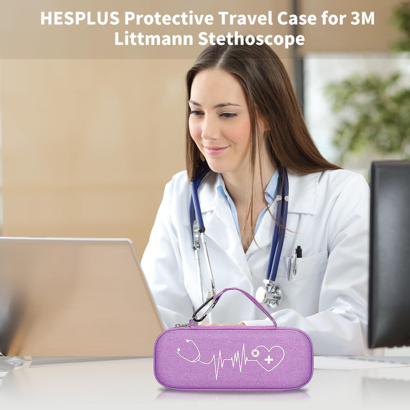 Stethoscope Case for MDF Acoustica/MD One, 3M Littmann Classic III/Lightweight II S.E/Cardiology IV Diagnostic/CORE Digital Stethoscopes, Includes Mesh Pocket for Nurse Accessories -Purple Purple