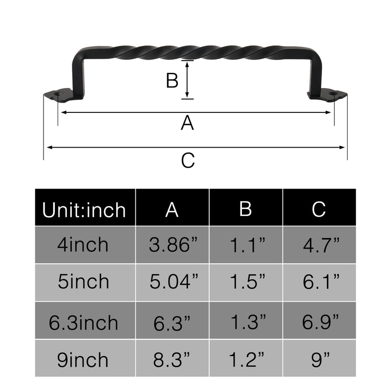 OVOV 2 Pack Barn Door Pull Handle Hardware for Wooden Garden Gate Shed Cabinet Door (9inch) 9inch Black