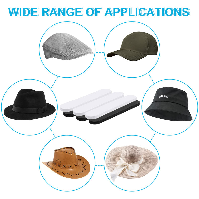 30PCS Hat Size Tape, Hat Size Reducer, Foam Reducing Tape for Hats Caps Sweatband(Black and White) Black + White