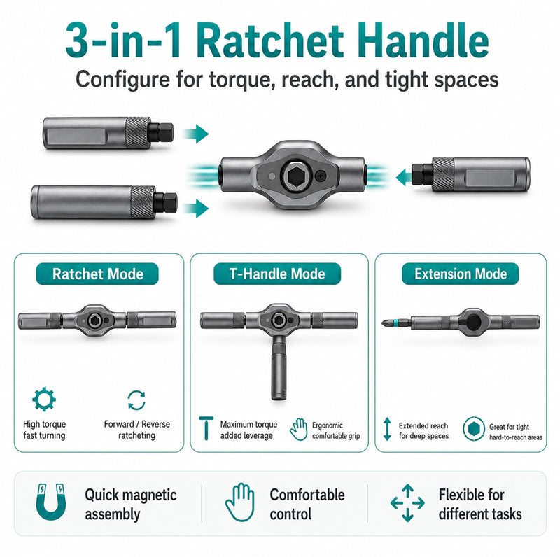 42 in 1 Magnetic Ratcheting T Handle Screwdriver Set with Storage Case | Storage Case, Home, Computer, Furniture, Bicycle Screwdriver Set（42 in 1)