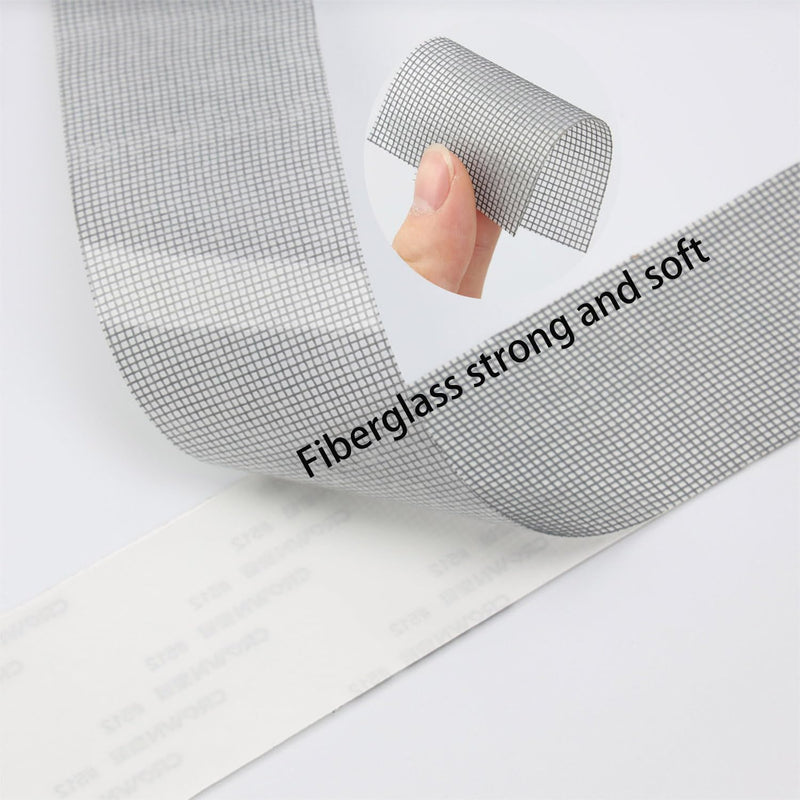 2024 New Strong Adhesive Screen Repair Tape, Screen Repair Kit Window Screen Repair Tape, Fiberglass Screen Tape Mesh Repair Suitable (5cm x 200cm) for mesh Doors and Windows Gray Grey